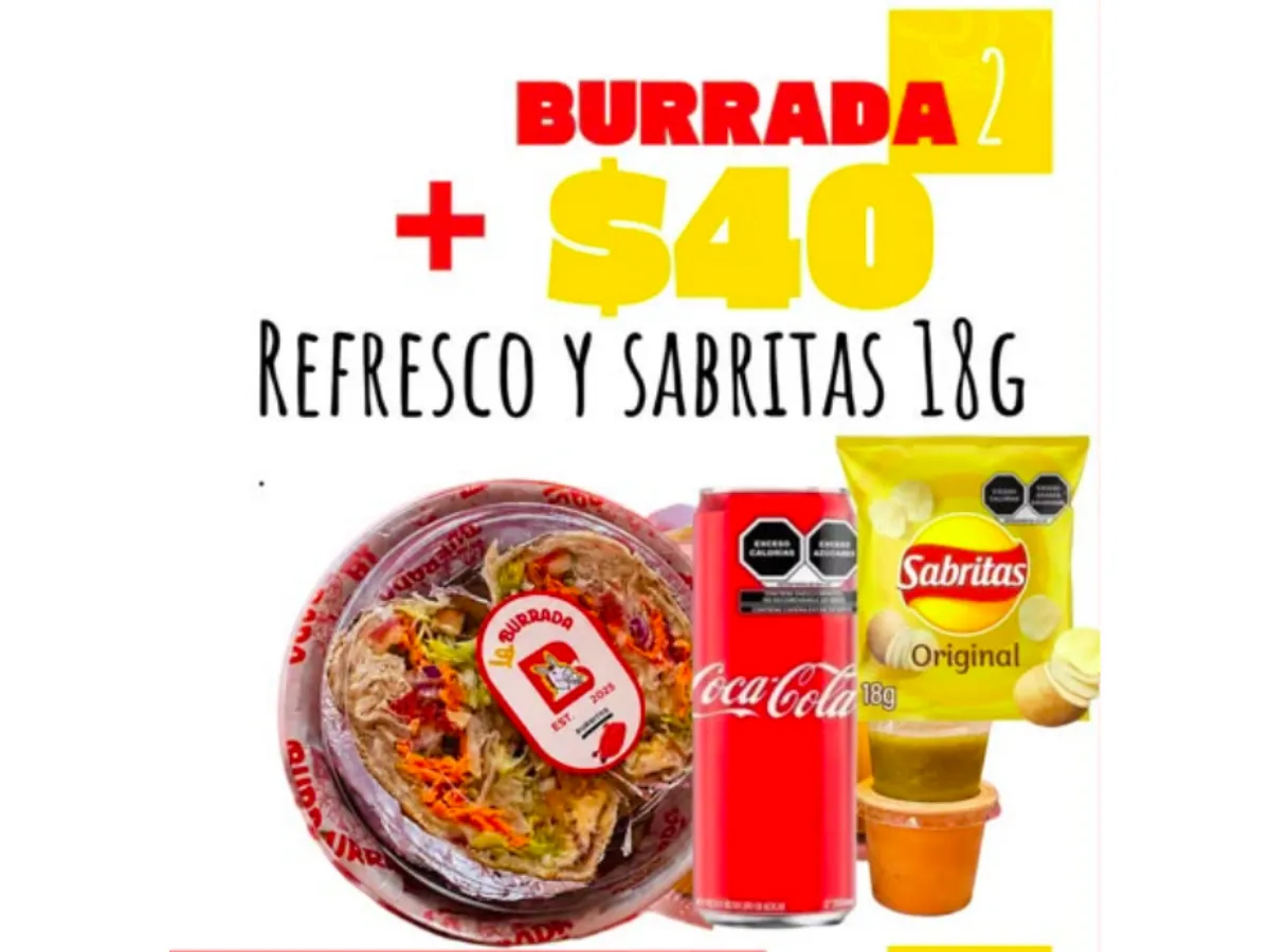 Combo 2 Burrada + Refresco y papitas