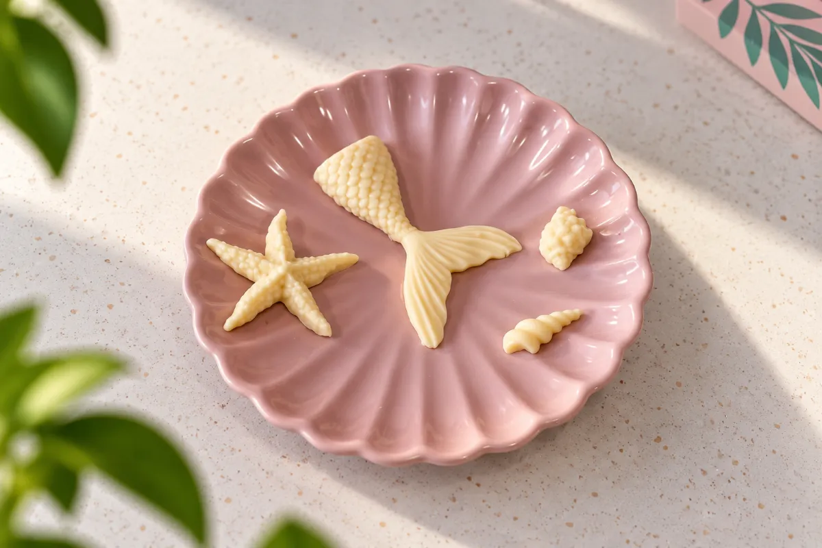 Decoración de mar en chocolate blanco
